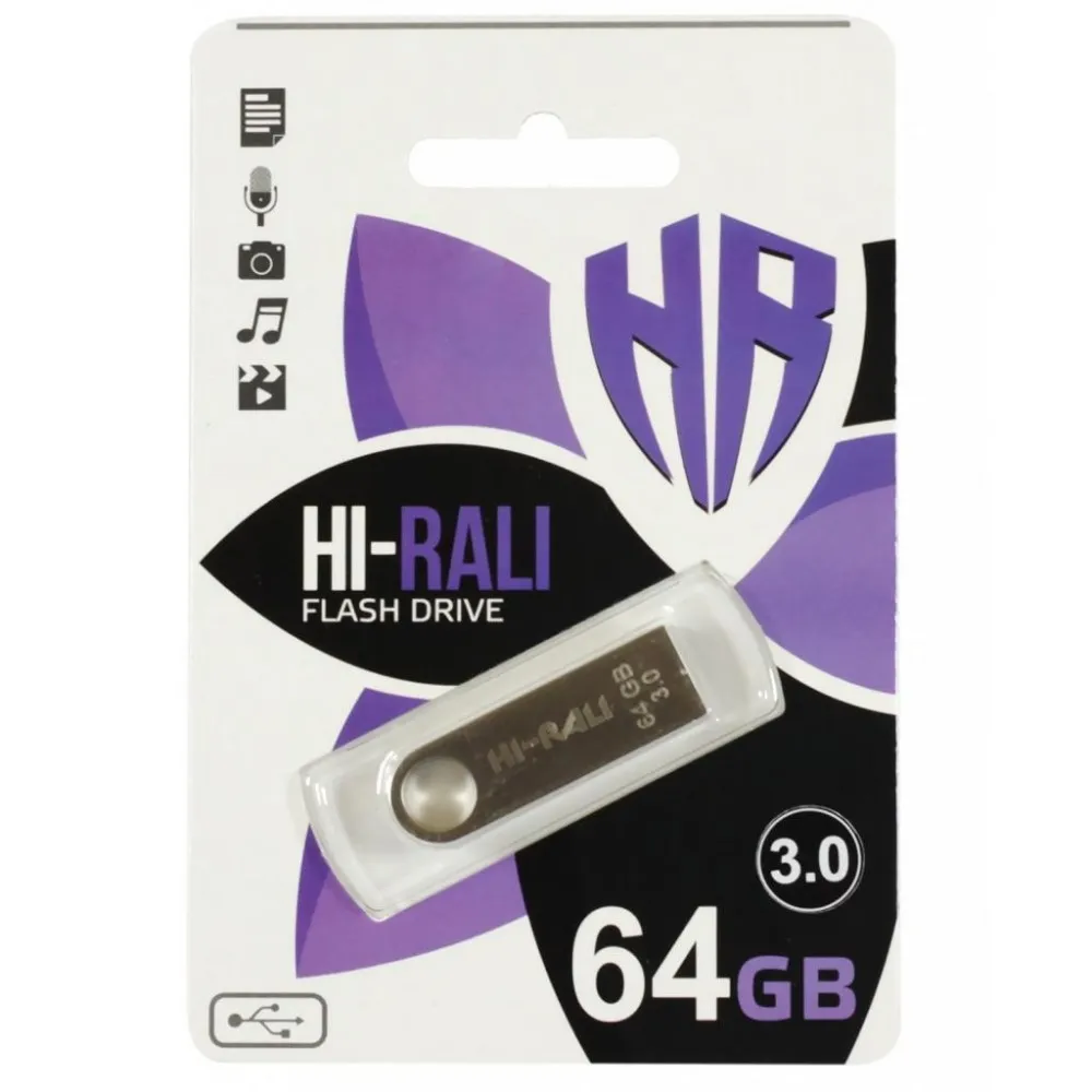 Флеш-накопичувач USB3.0 64GB Hi-Rali Shuttle Series Silver (HI-64GB3SHSL) - мініатюра 2