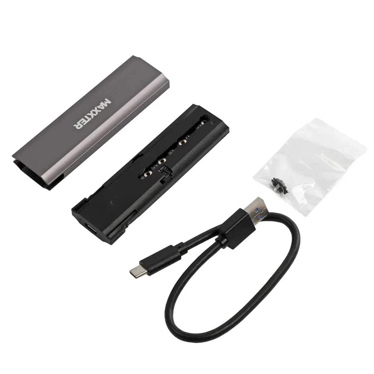 Зовнішня кишеня Maxxter M.2 NVMe PCIe, USB 3.1 Type-C Gen2, Metal, Black (EHDE-2280S-02) - мініатюра 4
