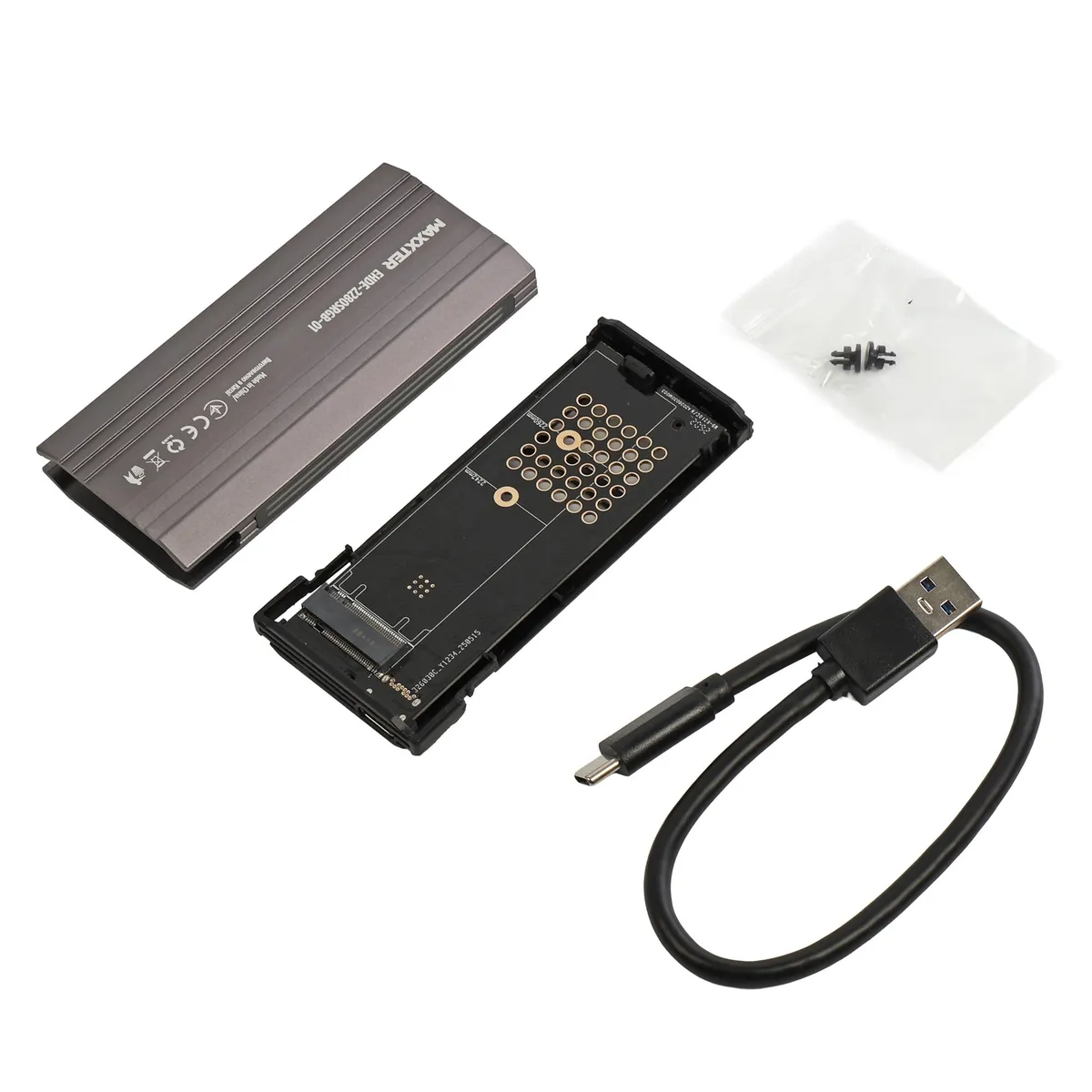 Зовнішня кишеня Maxxter M.2 NVMe PCIe, USB 3.1 Type-C Gen2, RGB, Metal, Black (EHDE-2280SRGB-01) - мініатюра 2