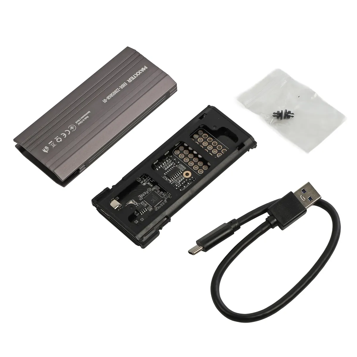 Зовнішня кишеня Maxxter M.2 NVMe PCIe, USB 3.1 Type-C Gen2, RGB, Metal, Black (EHDE-2280SRGB-01) - мініатюра 3