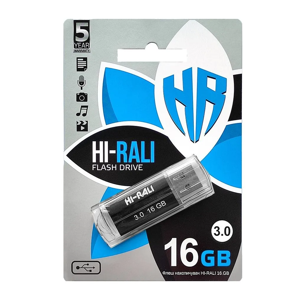 Флеш-накопичувач USB 16GB Hi-Rali Corsair Series Black (HI-16GBCORBK) - мініатюра 2