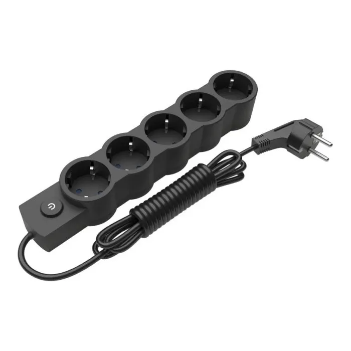 Подовжувач блоковий (PP) Electrum 5 розеток 5 м з вимикачем та заземленням Black (C-ES-1549) - зображення 1