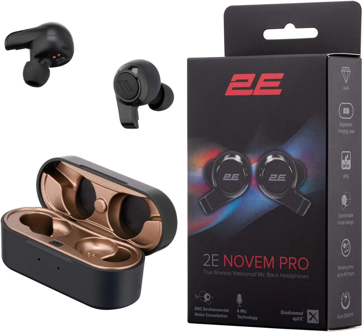 Bluetooth-гарнітура 2E Novem Pro Black (2E-EBTWNPBK) - мініатюра 6