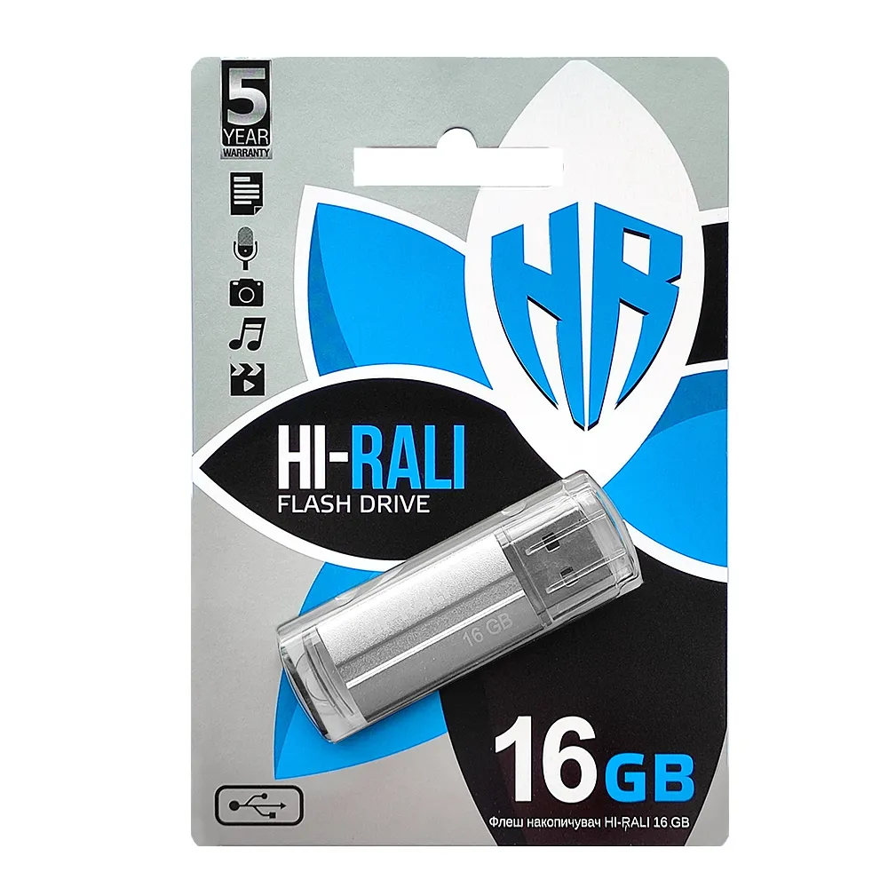 Флеш-накопичувач USB 16GB Hi-Rali Corsair Series Silver (HI-16GBCORSL) - мініатюра 2