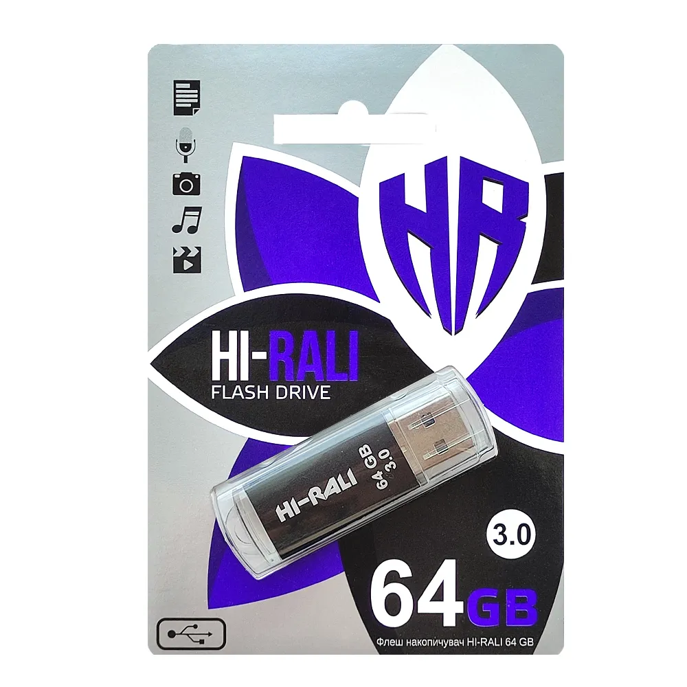 Флеш-накопичувач USB3.0 64GB Hi-Rali Rocket Series Black (HI-64GB3VCBK) - мініатюра 2