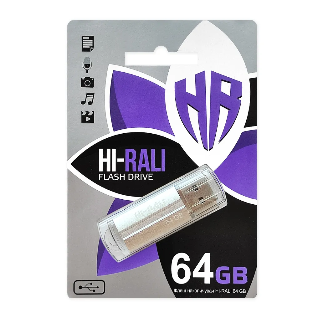 Флеш-накопичувач USB 64GB Hi-Rali Corsair Series Silver (HI-64GBCORSL) - мініатюра 2