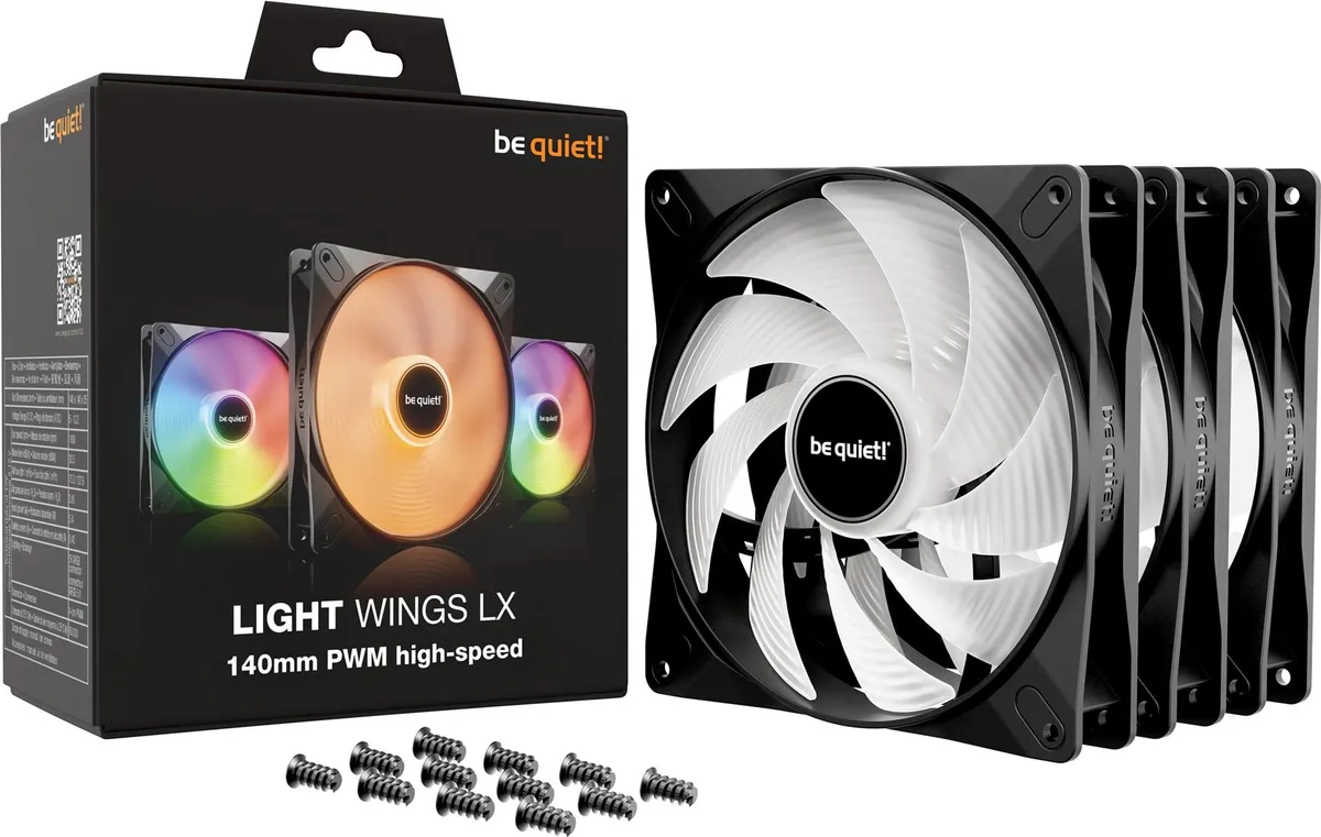 Вентилятор be quiet! Light Wings LX 140mm PWM High-Speed 3-Pack Black (BL130) - мініатюра 3