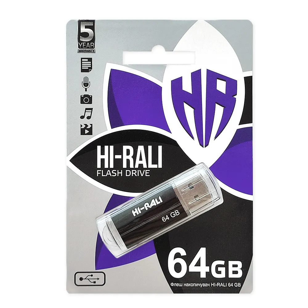 Флеш-накопичувач USB 64GB Hi-Rali Corsair Series Black (HI-64GBCORBK) - мініатюра 2