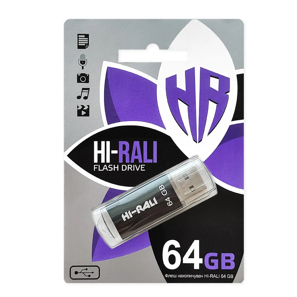 Флеш-накопичувач USB 64GB Hi-Rali Rocket Series Black (HI-64GBVCBK) - мініатюра 2