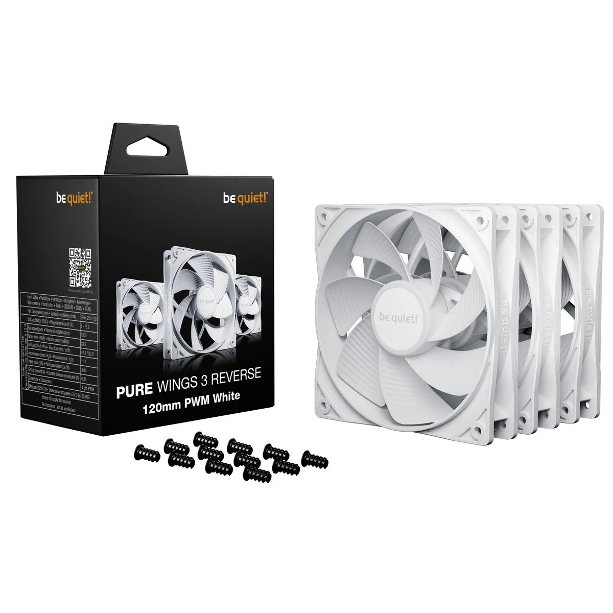 Вентилятор be quiet! Pure Wings 3 120mm PWM Reverse 3-Pack White (BL136) - мініатюра 3