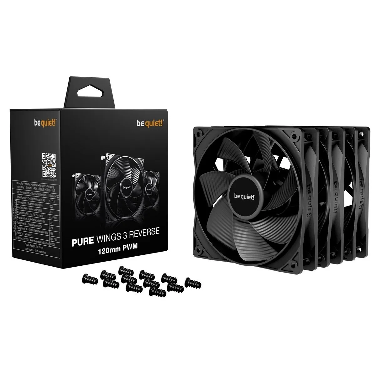 Вентилятор be quiet! Pure Wings 3 120mm PWM Reverse 3-Pack Black (BL137) - мініатюра 3