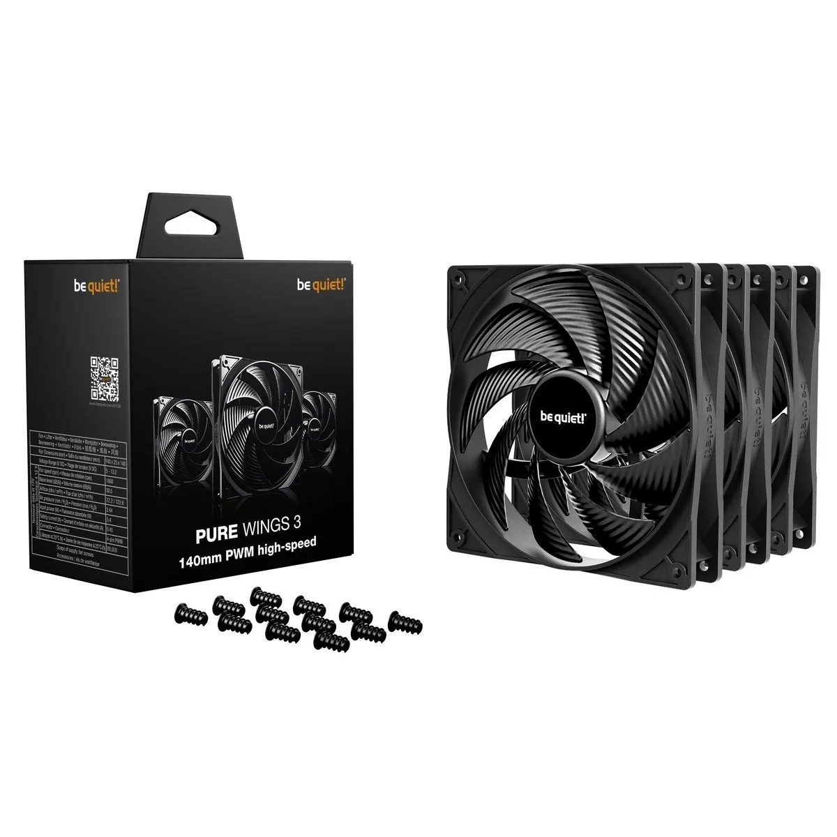 Вентилятор be quiet! Pure Wings 3 140mm PWM High-Speed 3-Pack Black (BL138) - мініатюра 3