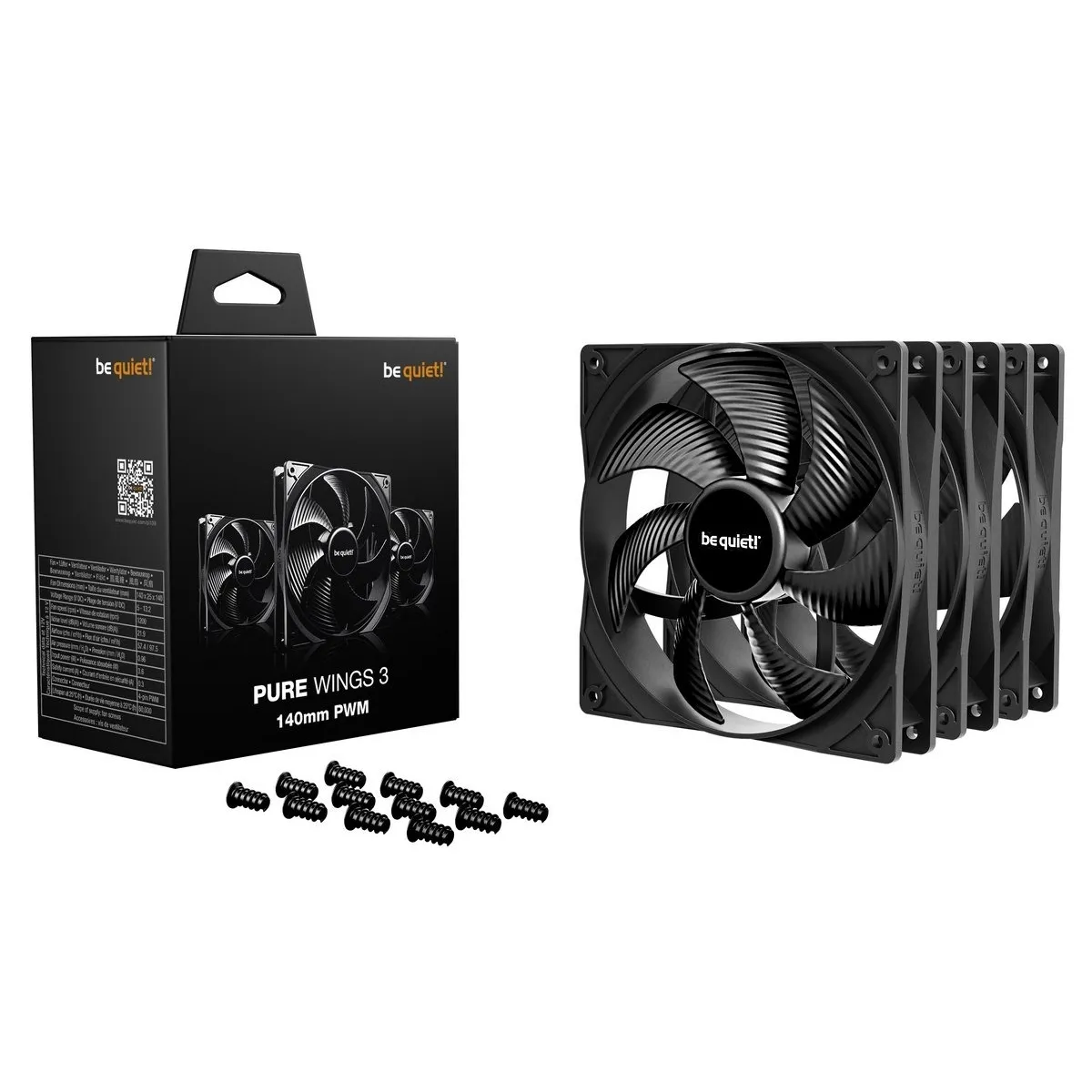 Вентилятор be quiet! Pure Wings 3 140mm PWM 3-Pack Black (BL139) - мініатюра 4