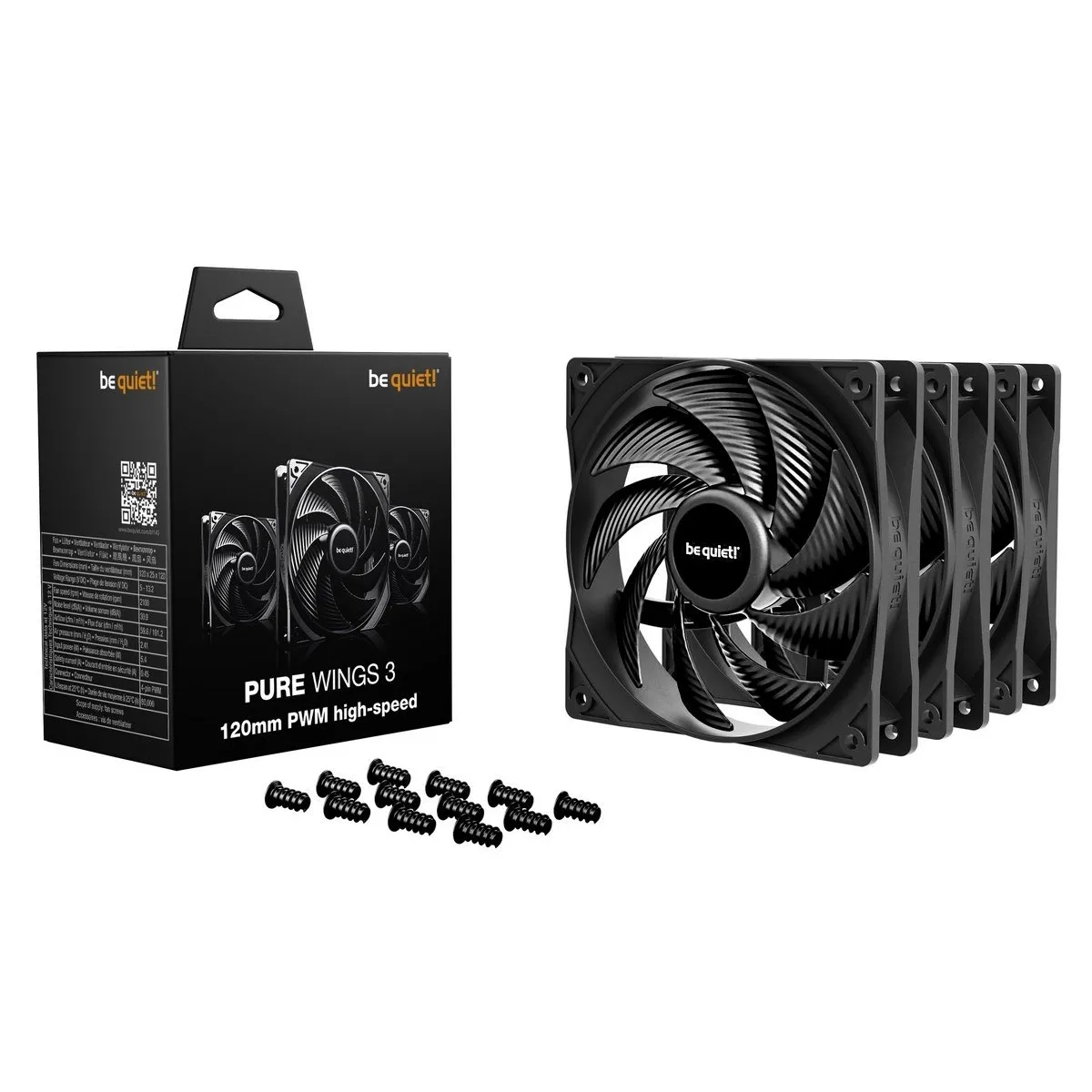 Вентилятор be quiet! Pure Wings 3 120mm PWM High-Speed 3-Pack Black (BL140) - мініатюра 3