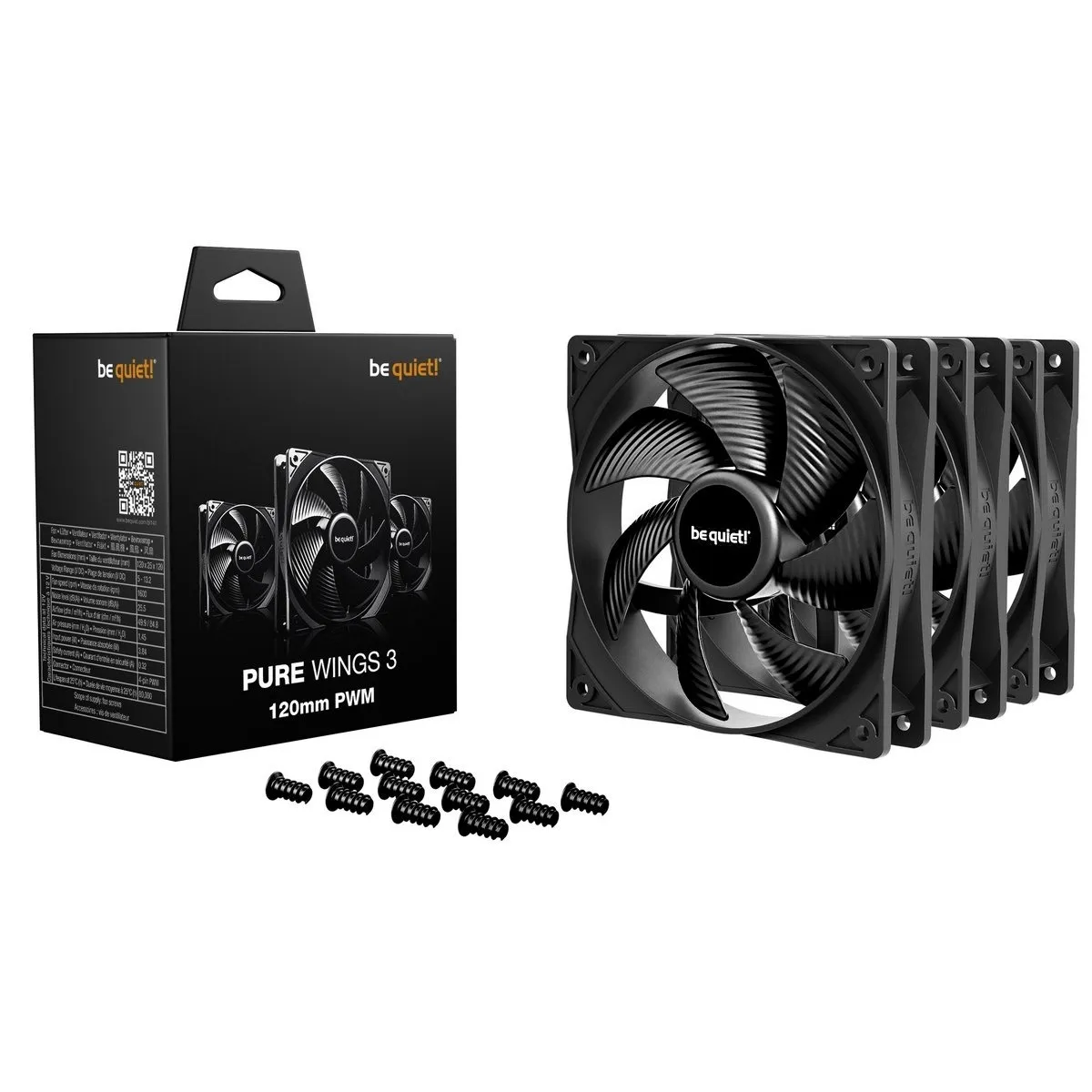 Вентилятор be quiet! Pure Wings 3 120mm PWM 3-Pack Black (BL141) - мініатюра 3