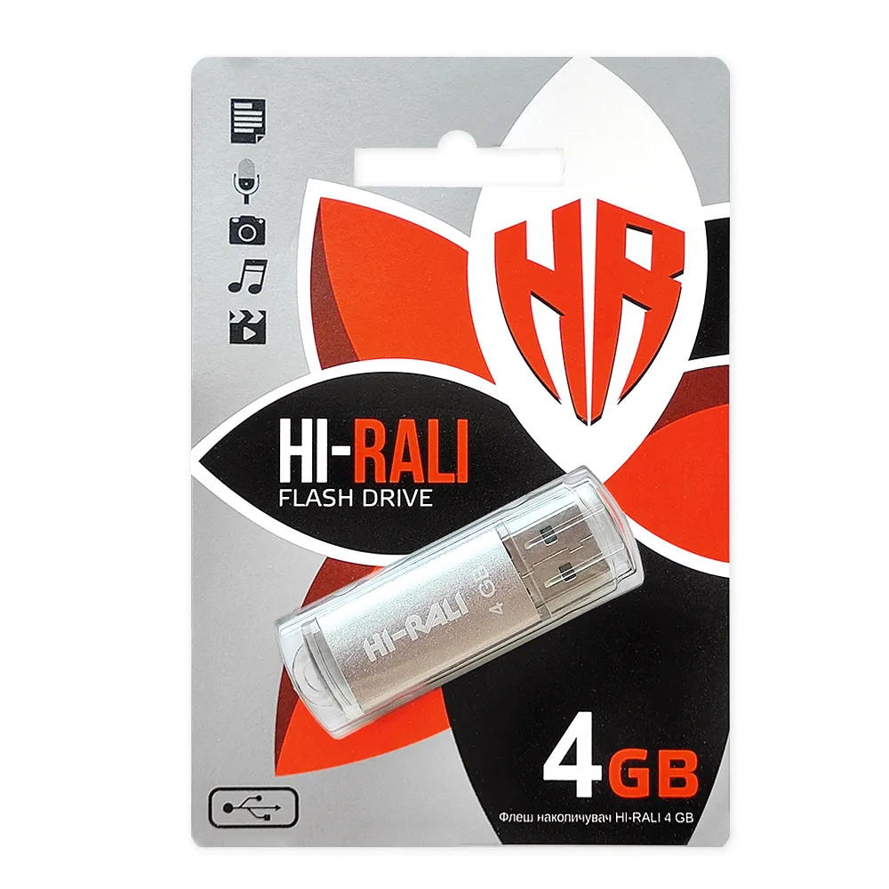 Флеш-накопичувач USB 4GB Hi-Rali Rocket Series Silver (HI-4GBVCSL) - мініатюра 2