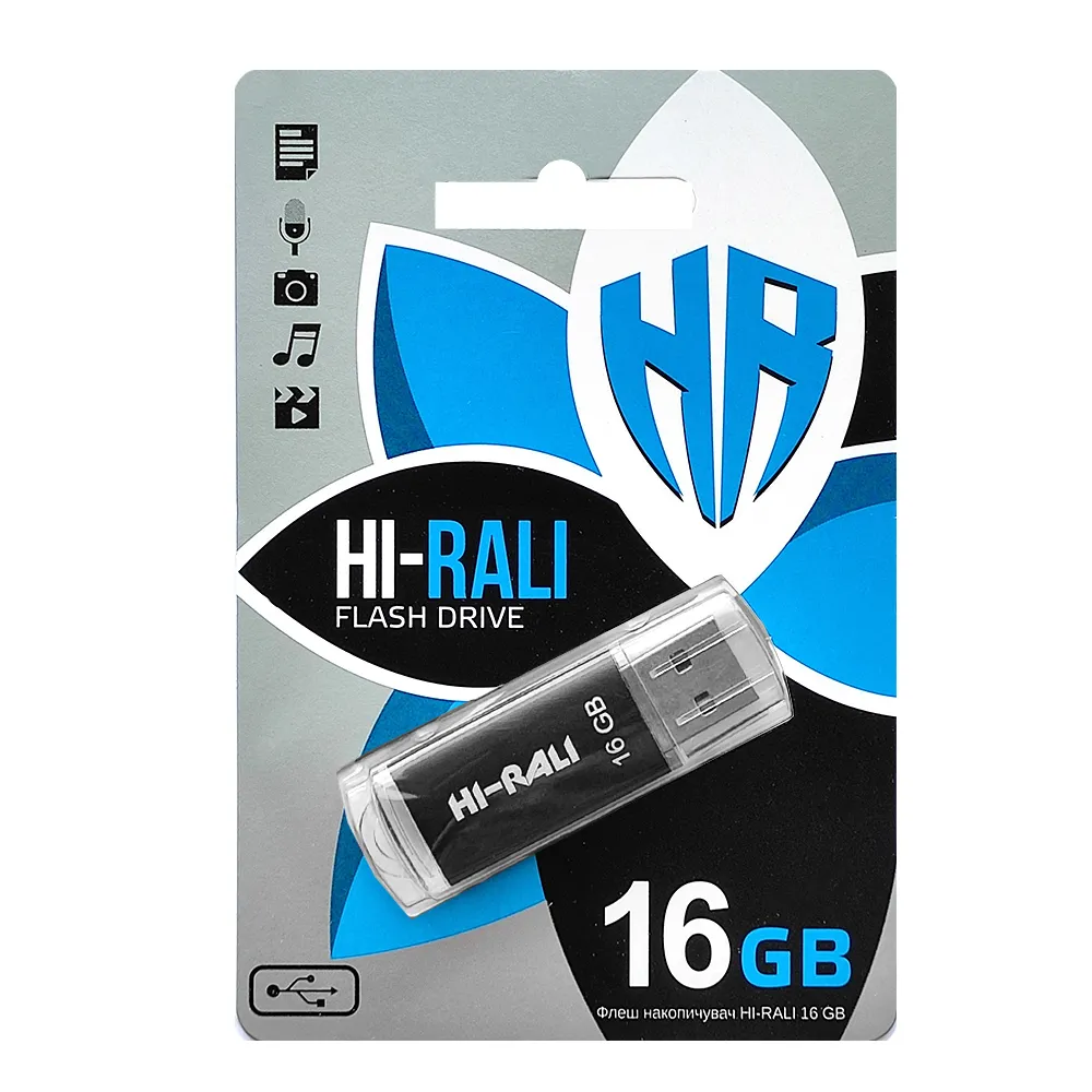 Флеш-накопичувач USB 16GB Hi-Rali Rocket Series Black (HI-16GBVCBK) - мініатюра 2