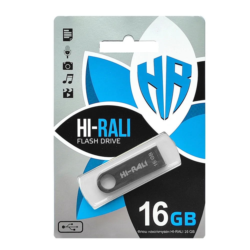 Флеш-накопичувач USB 16GB Hi-Rali Shuttle Series Black (HI-16GBSHBK) - мініатюра 2