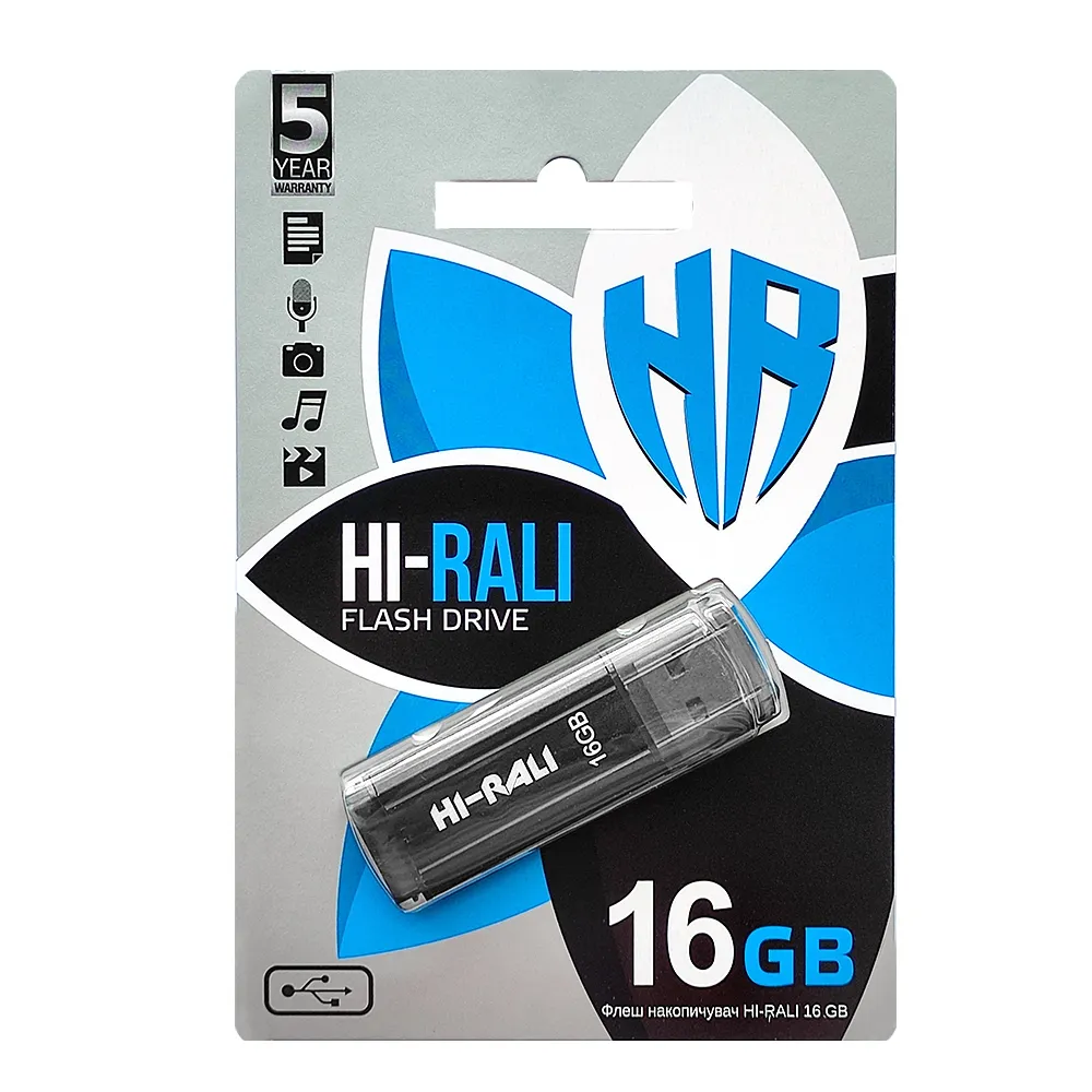 Флеш-накопичувач USB 16GB Hi-Rali Stark Series Black (HI-16GBSTBK) - мініатюра 2