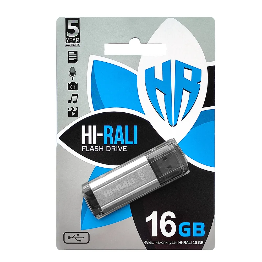 Флеш-накопичувач USB 16GB Hi-Rali Stark Series Silver (HI-16GBSTSL) - мініатюра 2