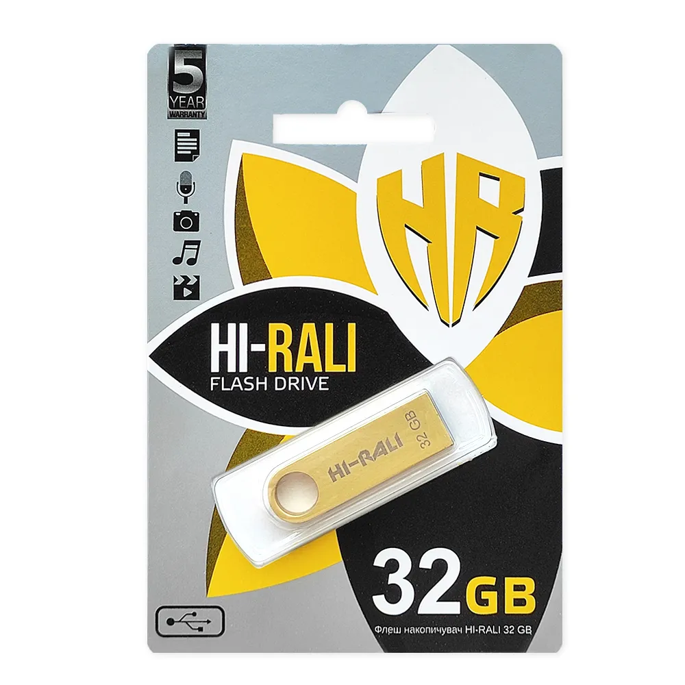 Флеш-накопичувач USB 32GB Hi-Rali Shuttle Series Gold (HI-32GBSHGD) - мініатюра 2