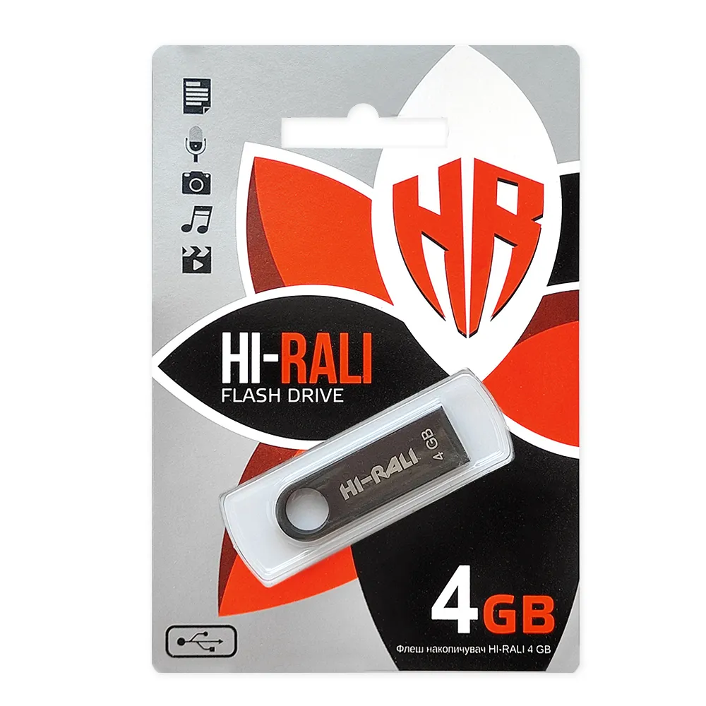 Флеш-накопичувач USB 4GB Hi-Rali Shuttle Series Black (HI-4GBSHBK) - мініатюра 2