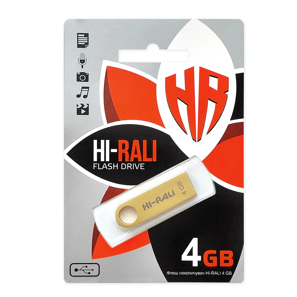 Флеш-накопичувач USB 4GB Hi-Rali Shuttle Series Gold (HI-4GBSHGD) - мініатюра 2