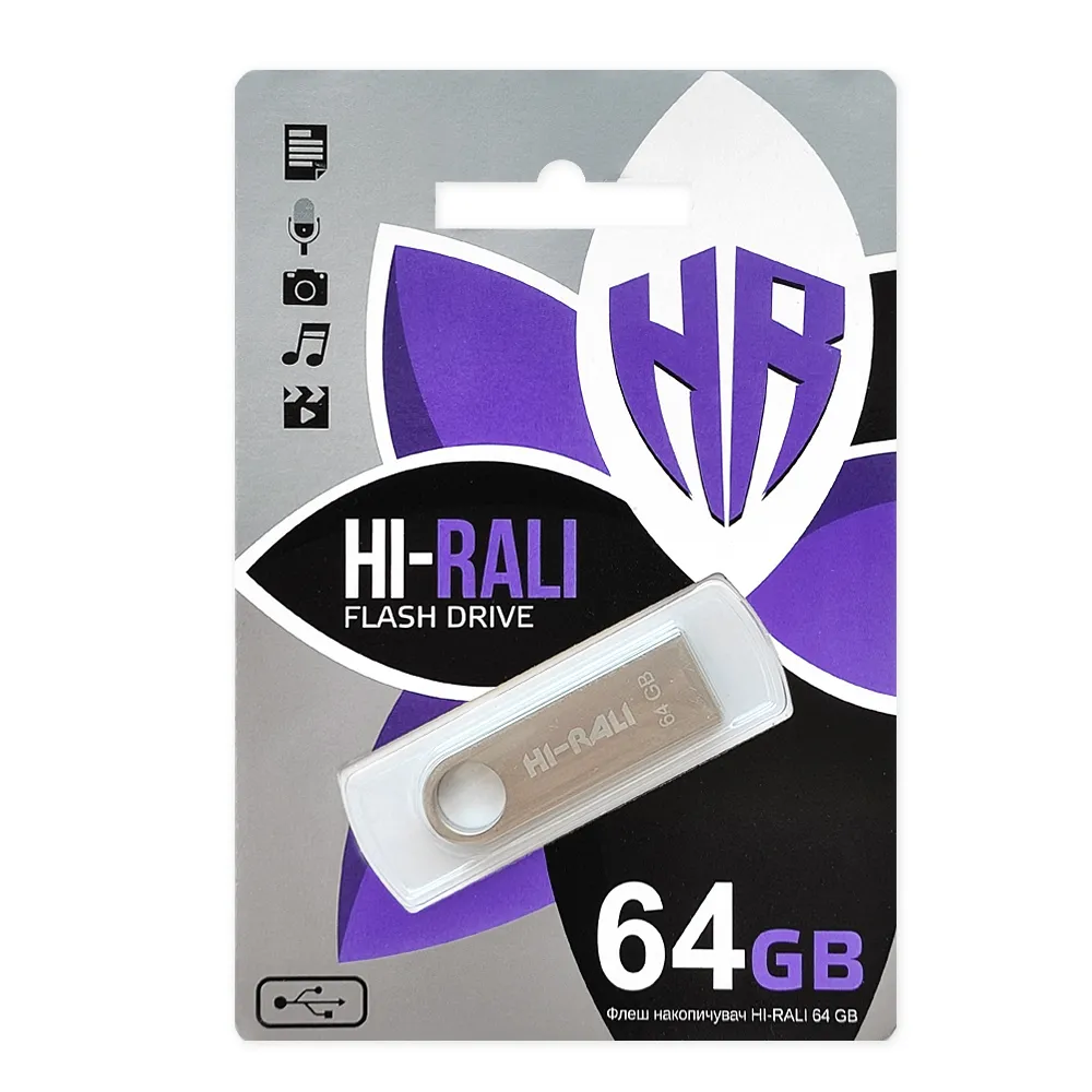 Флеш-накопичувач USB 64GB Hi-Rali Shuttle Series Silver (HI-64GBSHSL) - мініатюра 2