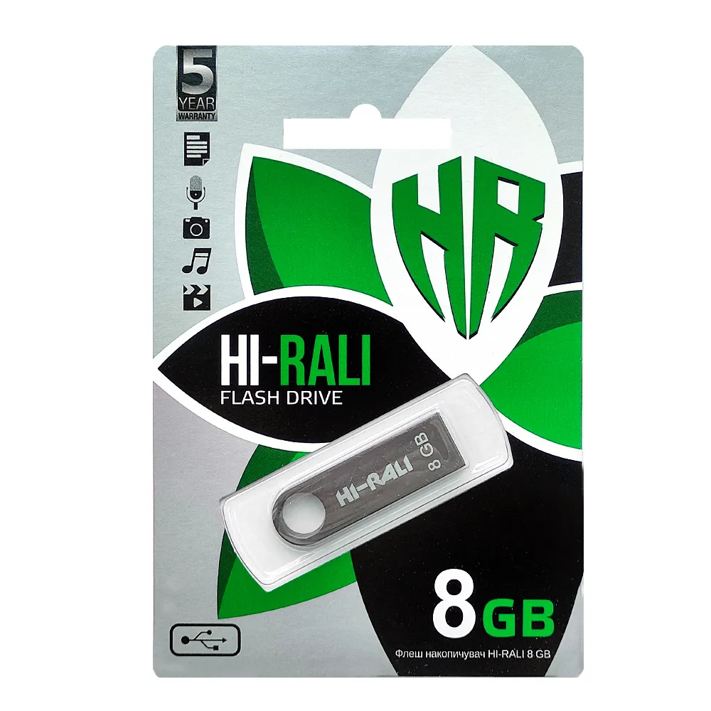 Флеш-накопичувач USB 8GB Hi-Rali Shuttle Series Black (HI-8GBSHBK) - мініатюра 2