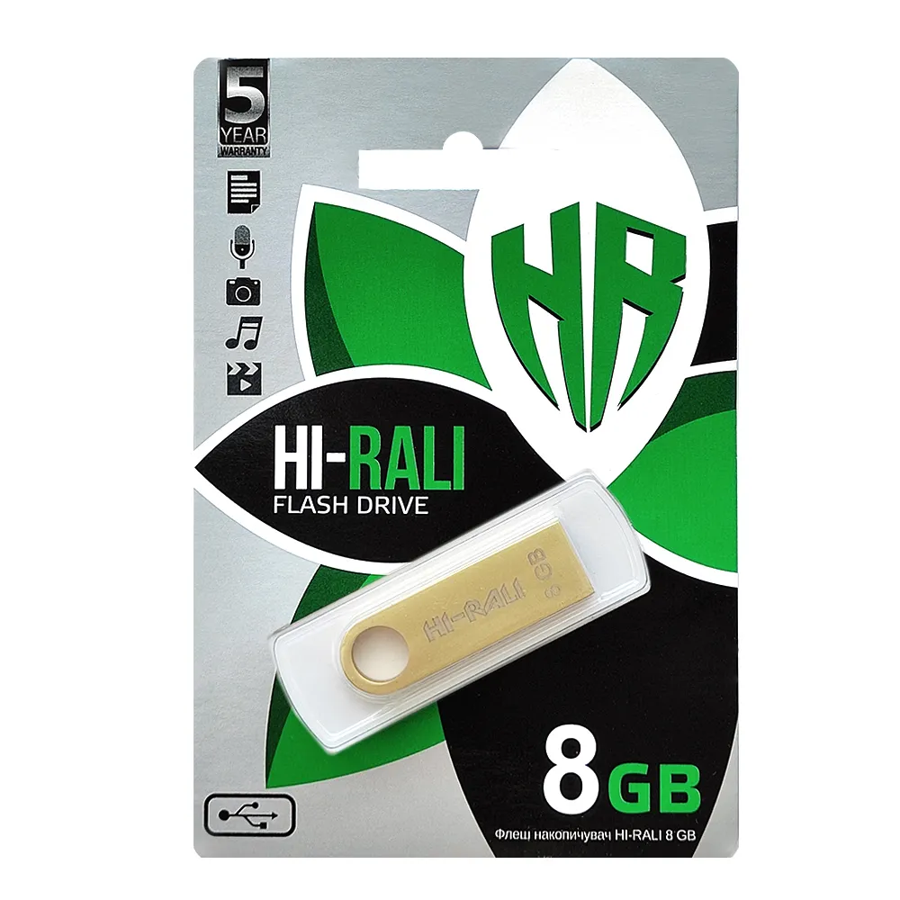 Флеш-накопичувач USB 8GB Hi-Rali Shuttle Series Gold (HI-8GBSHGD) - мініатюра 2