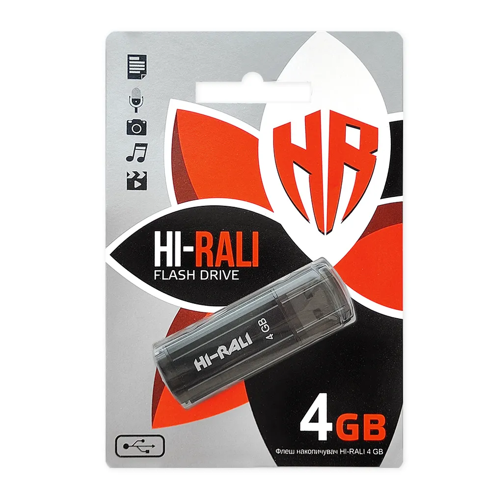 Флеш-накопичувач USB 4GB Hi-Rali Stark Series Black (HI-4GBSTBK) - мініатюра 2