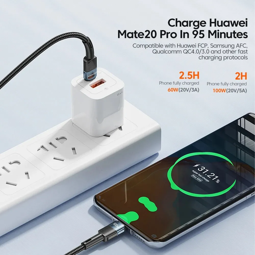 Кабель Essager Star USB Type-C - USB Type-C (M/M), 100W, 2 м Black (EXCTT1-XCA01) - мініатюра 3