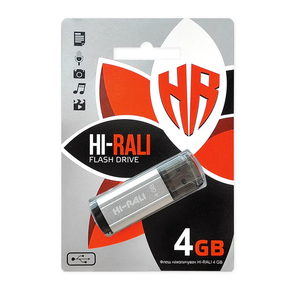 Флеш-накопичувач USB 4GB Hi-Rali Stark Series Silver (HI-4GBSTSL) - мініатюра 2