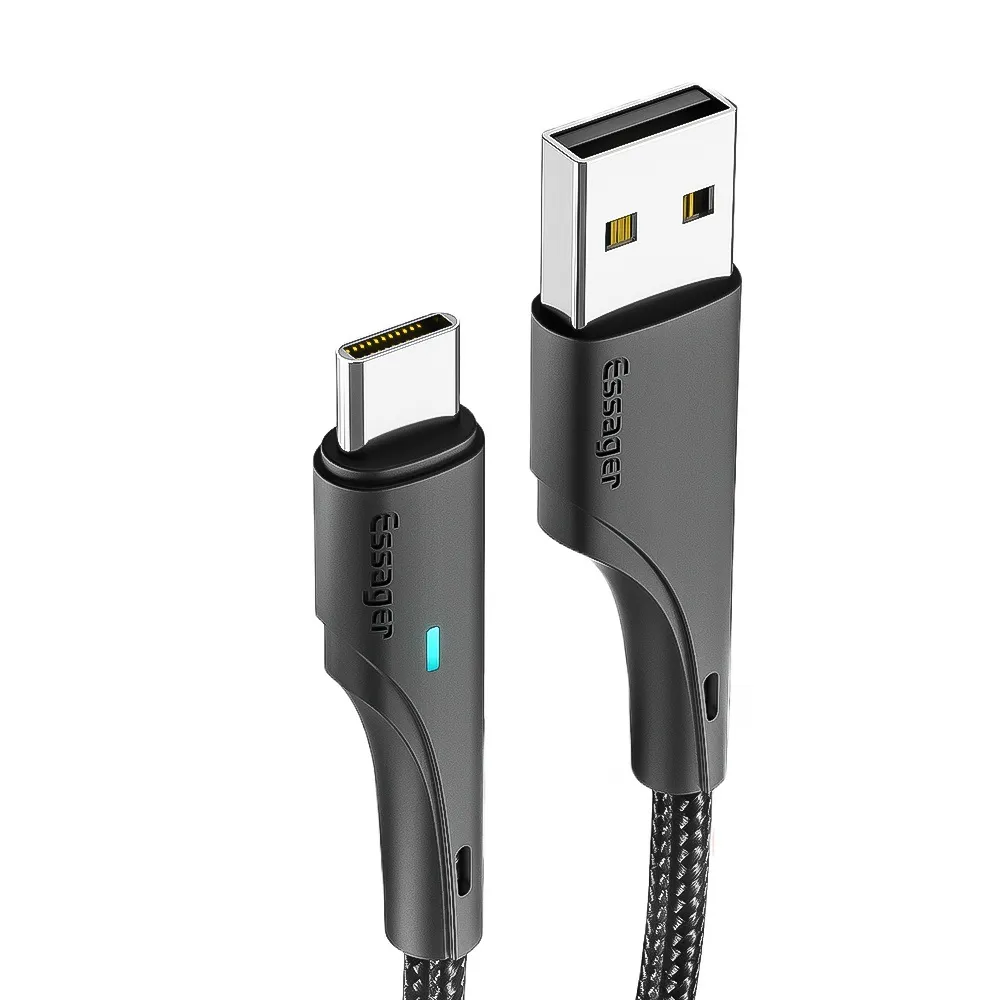 Кабель Essager Rousseau USB - USB Type-C (M/M), 1 м Black (EXCT-LS01) - мініатюра 10