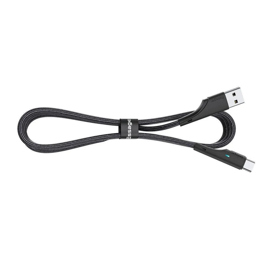Кабель Essager Rousseau USB - USB Type-C (M/M), 1 м Black (EXCT-LS01) - мініатюра 8