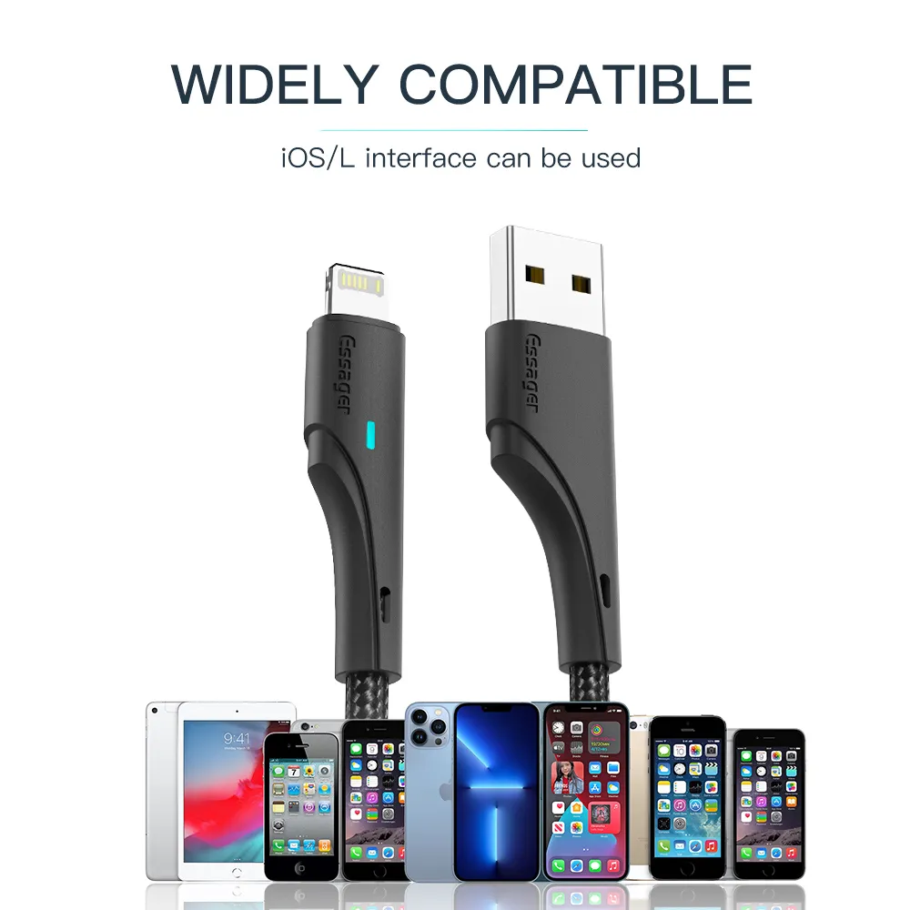 Кабель Essager Rousseau USB - Lightning (M/M), 1 м Black (EXCL-LS01) - мініатюра 7