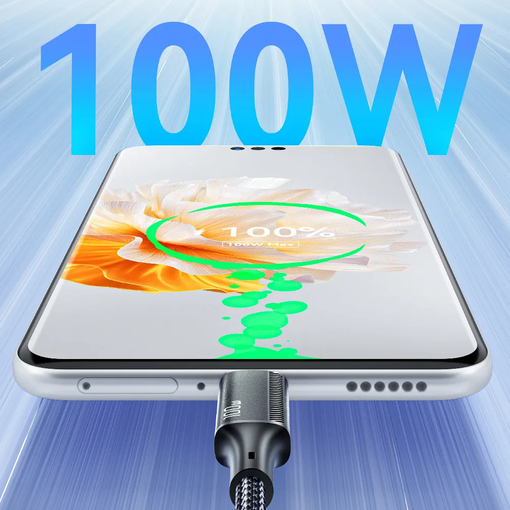 Кабель Essager Simple 3 in 1 USB - MicroUSB+USB Type-C+Lightning (M/M), 100W, 1.2 м Black (EXCMTL-JJ01-P) - мініатюра 8