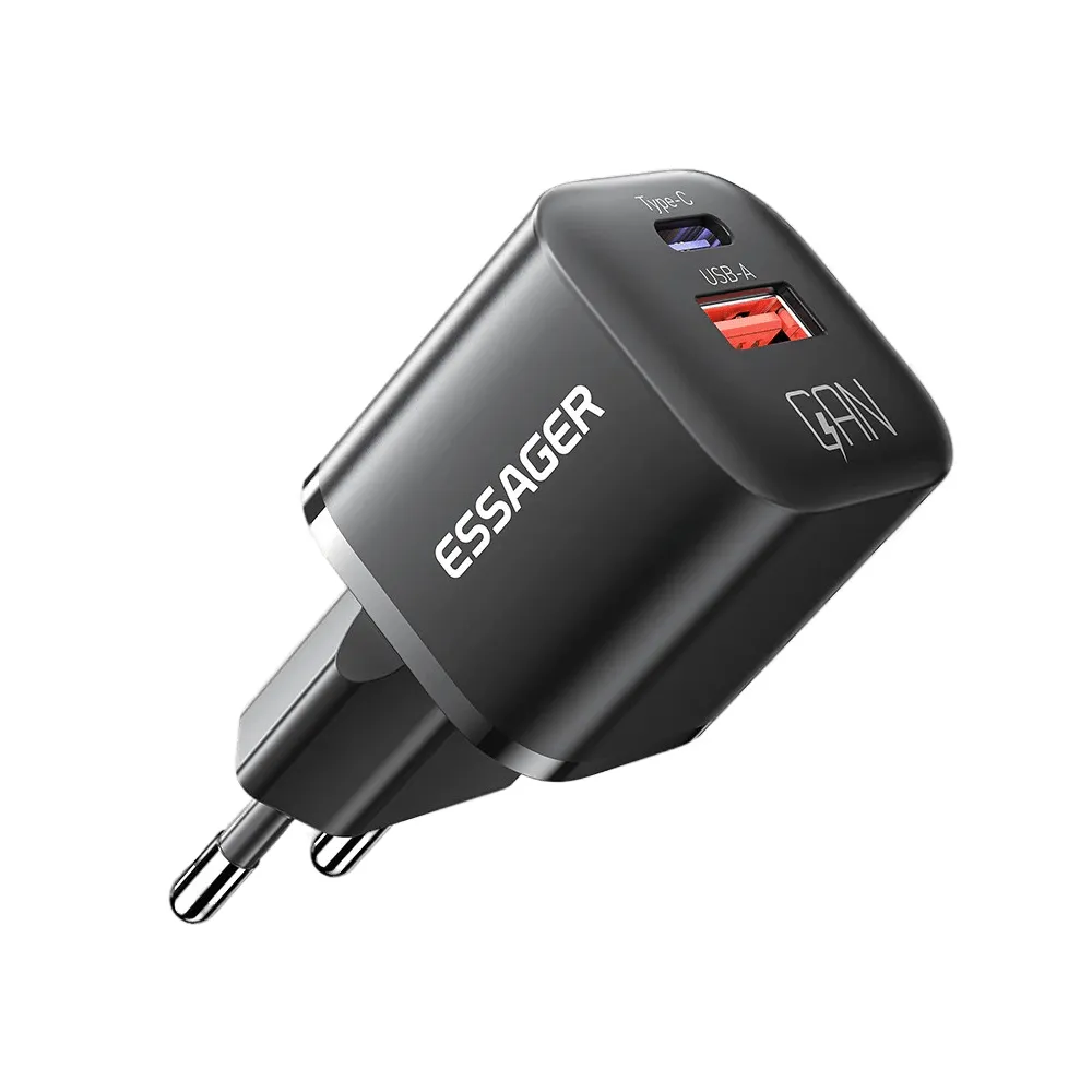 Мережевий зарядний пристрій Essager Camber 20W USB A + Type C Black (ECTAC-HMB01-P) - зображення 1