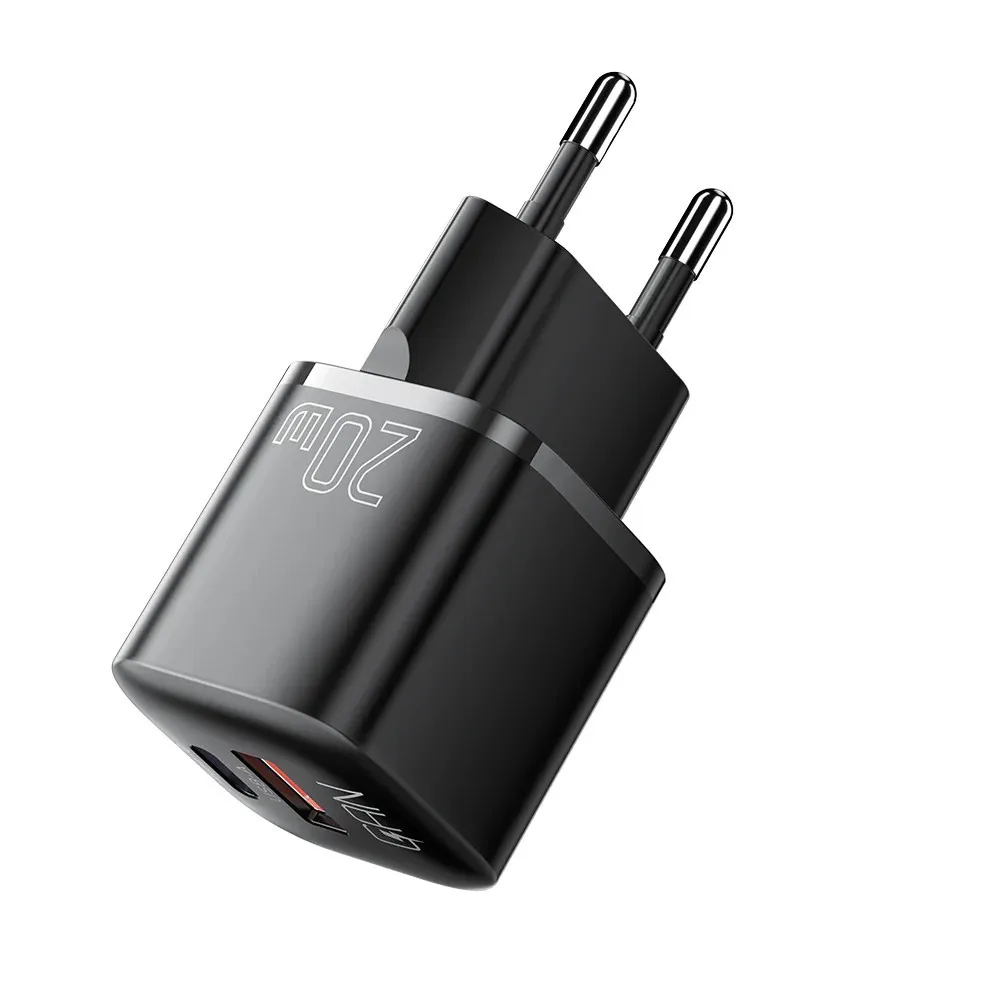 Мережевий зарядний пристрій Essager Camber 20W USB A + Type C Black (ECTAC-HMB01-P) - мініатюра 2
