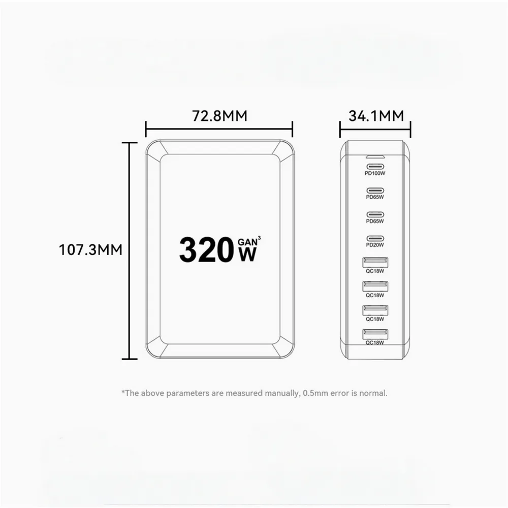 Мережевий зарядний пристрій Essager Engine 320W 4xUSB-C+4xUSB-A Black (EZC320W-QJB0G-Z) - мініатюра 10