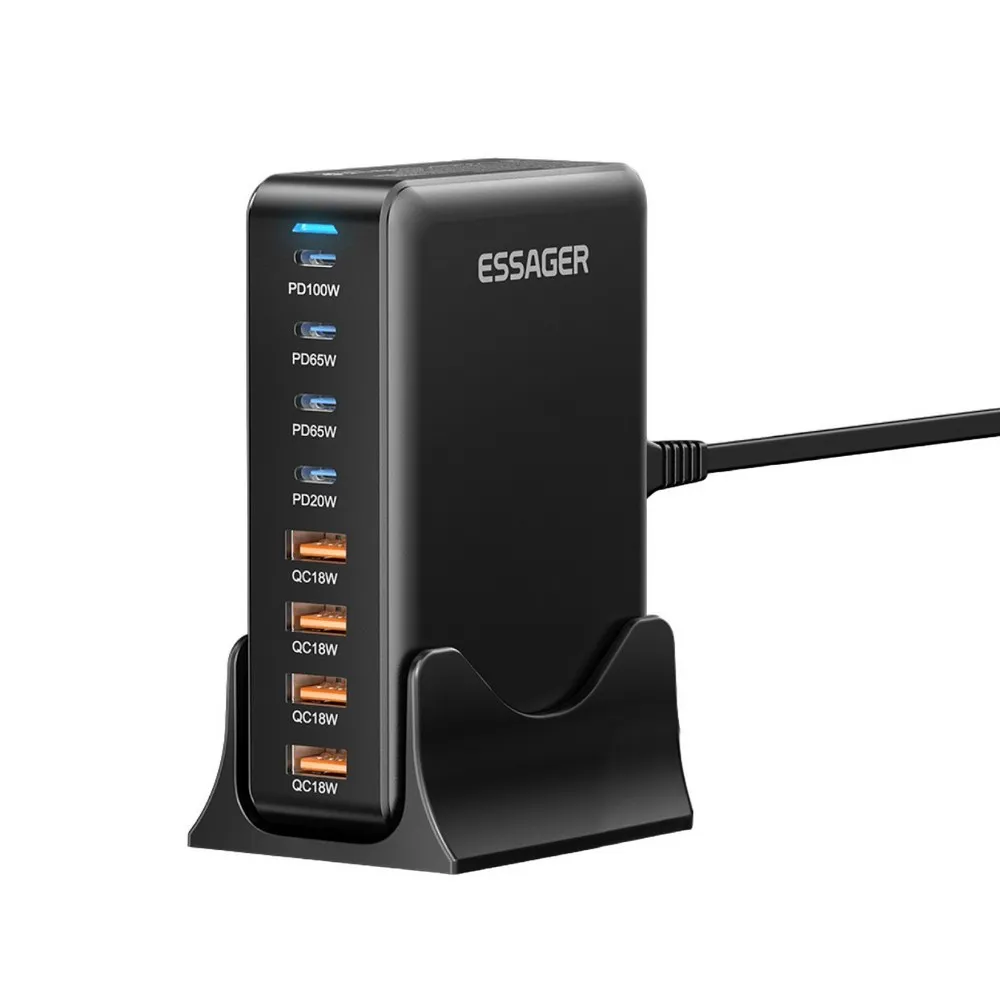 Мережевий зарядний пристрій Essager Engine 320W 4xUSB-C+4xUSB-A Black (EZC320W-QJB0G-Z) - мініатюра 2