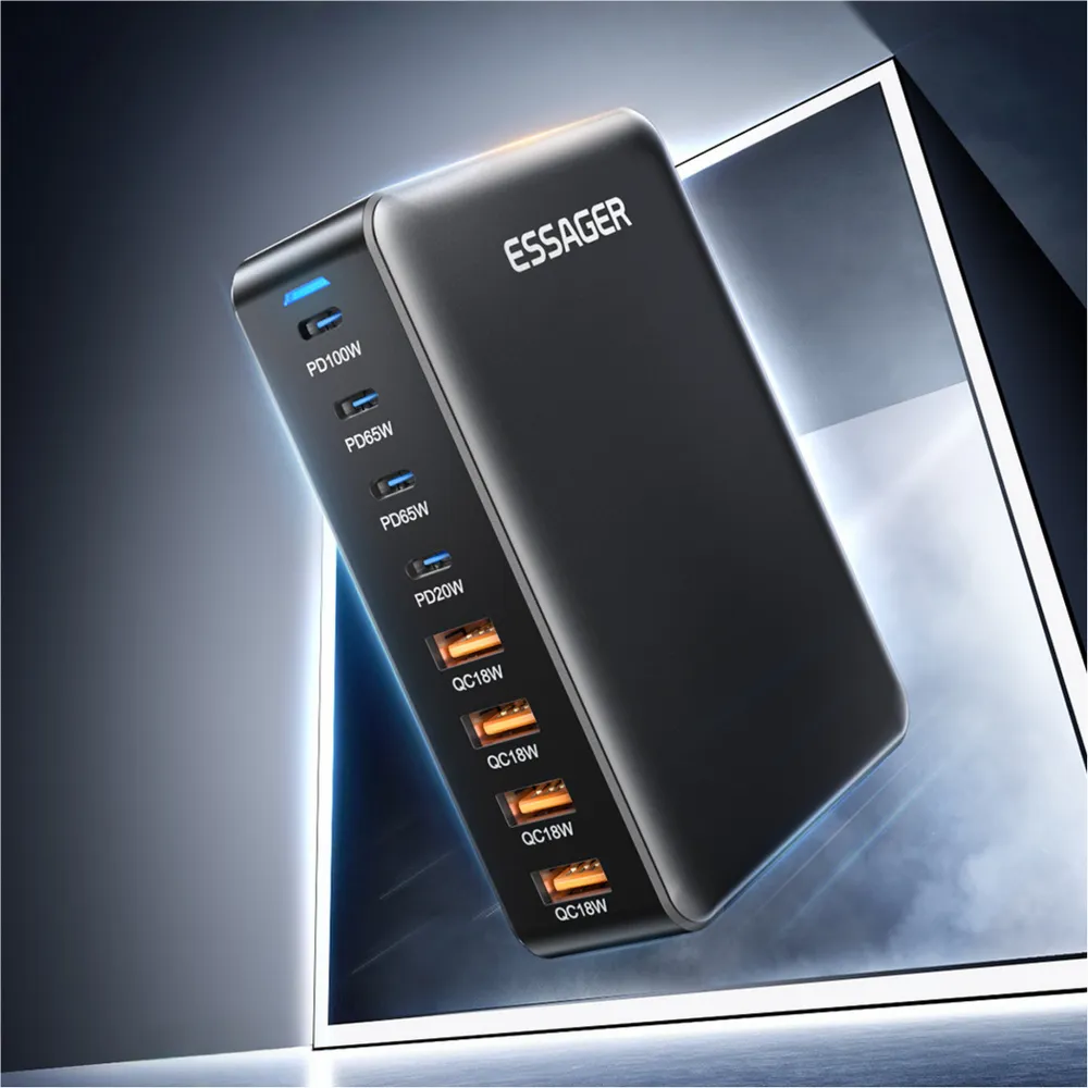 Мережевий зарядний пристрій Essager Engine 320W 4xUSB-C+4xUSB-A Black (EZC320W-QJB0G-Z) - мініатюра 8