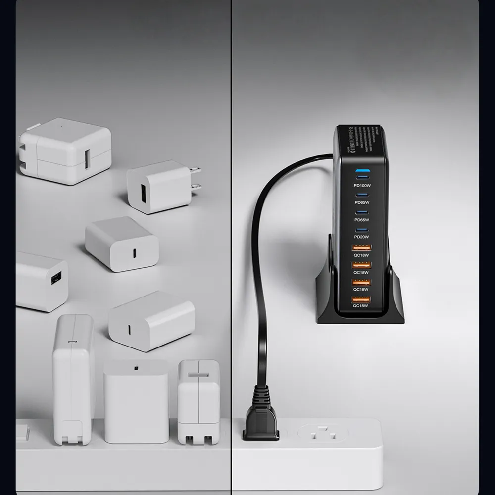 Мережевий зарядний пристрій Essager Engine 320W 4xUSB-C+4xUSB-A Black (EZC320W-QJB0G-Z) - мініатюра 9