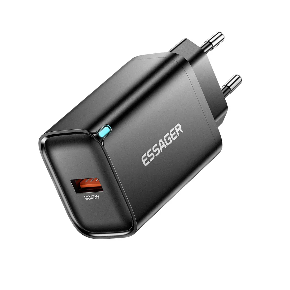 Мережевий зарядний пристрій Essager Flash 45W USB-A QC Black (ECT45W-RPB01-Z) - мініатюра 2