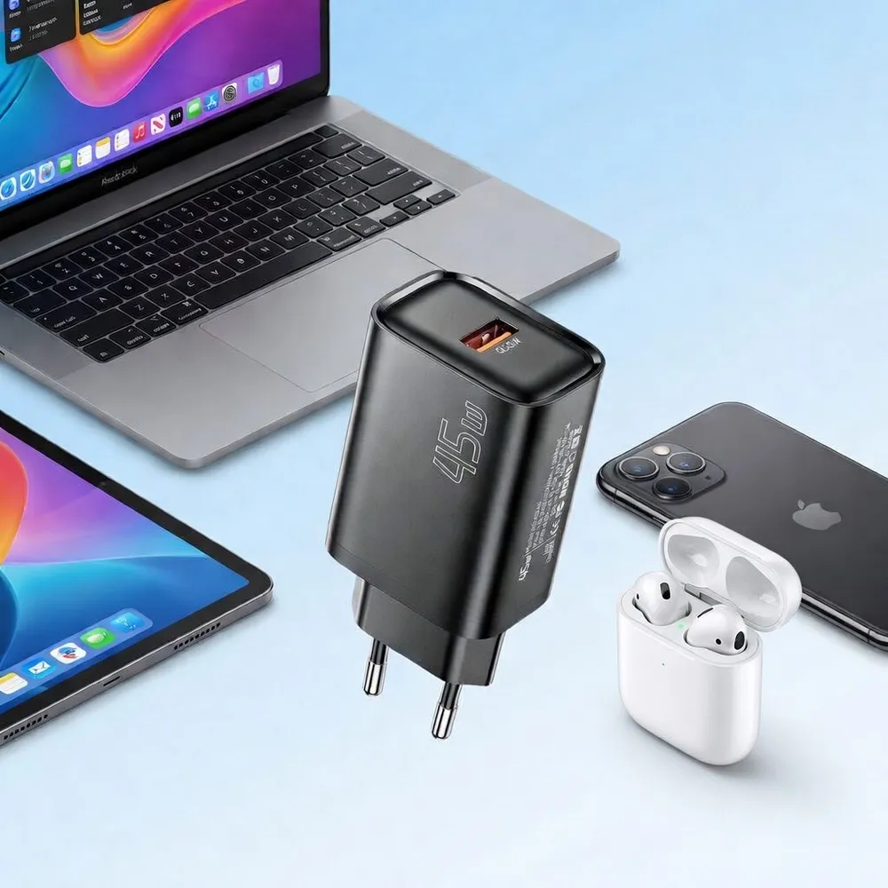 Мережевий зарядний пристрій Essager Flash 45W USB-A QC Black (ECT45W-RPB01-Z) - мініатюра 5