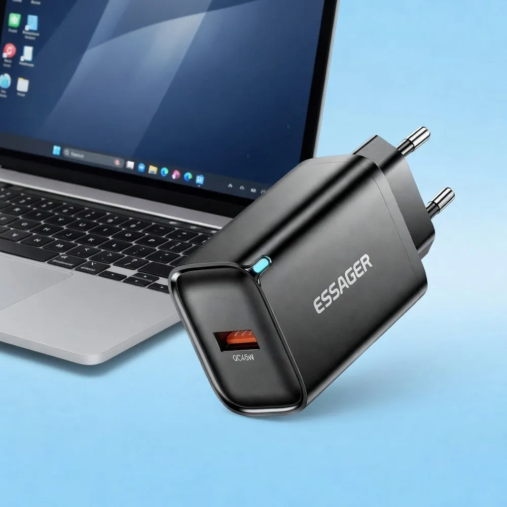 Мережевий зарядний пристрій Essager Flash 45W USB-A QC Black (ECT45W-RPB01-Z) - мініатюра 6