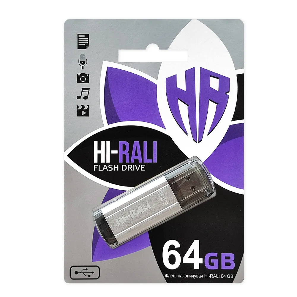 Флеш-накопичувач USB 64GB Hi-Rali Stark Series Silver (HI-64GBSTSL) - мініатюра 2