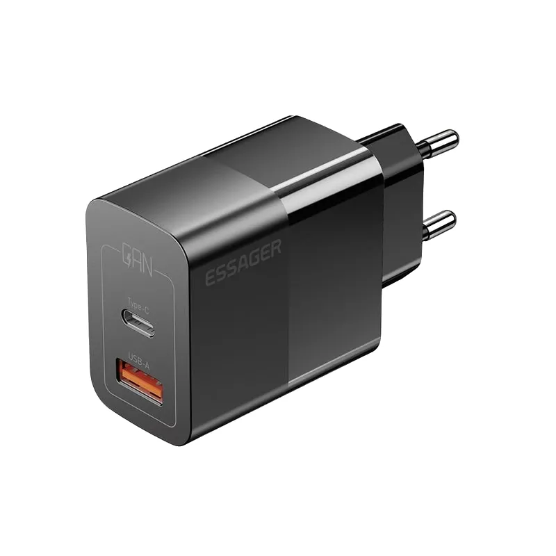 Мережевий зарядний пристрій Essager Pinchen 33W USB A + TYPE C Black (ECTAC-PCB01-P) - мініатюра 2