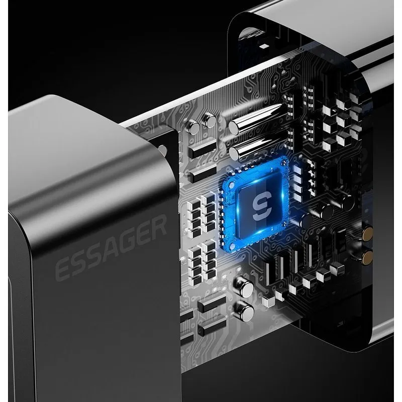 Мережевий зарядний пристрій Essager Pinchen 33W USB A + TYPE C Black (ECTAC-PCB01-P) - мініатюра 8