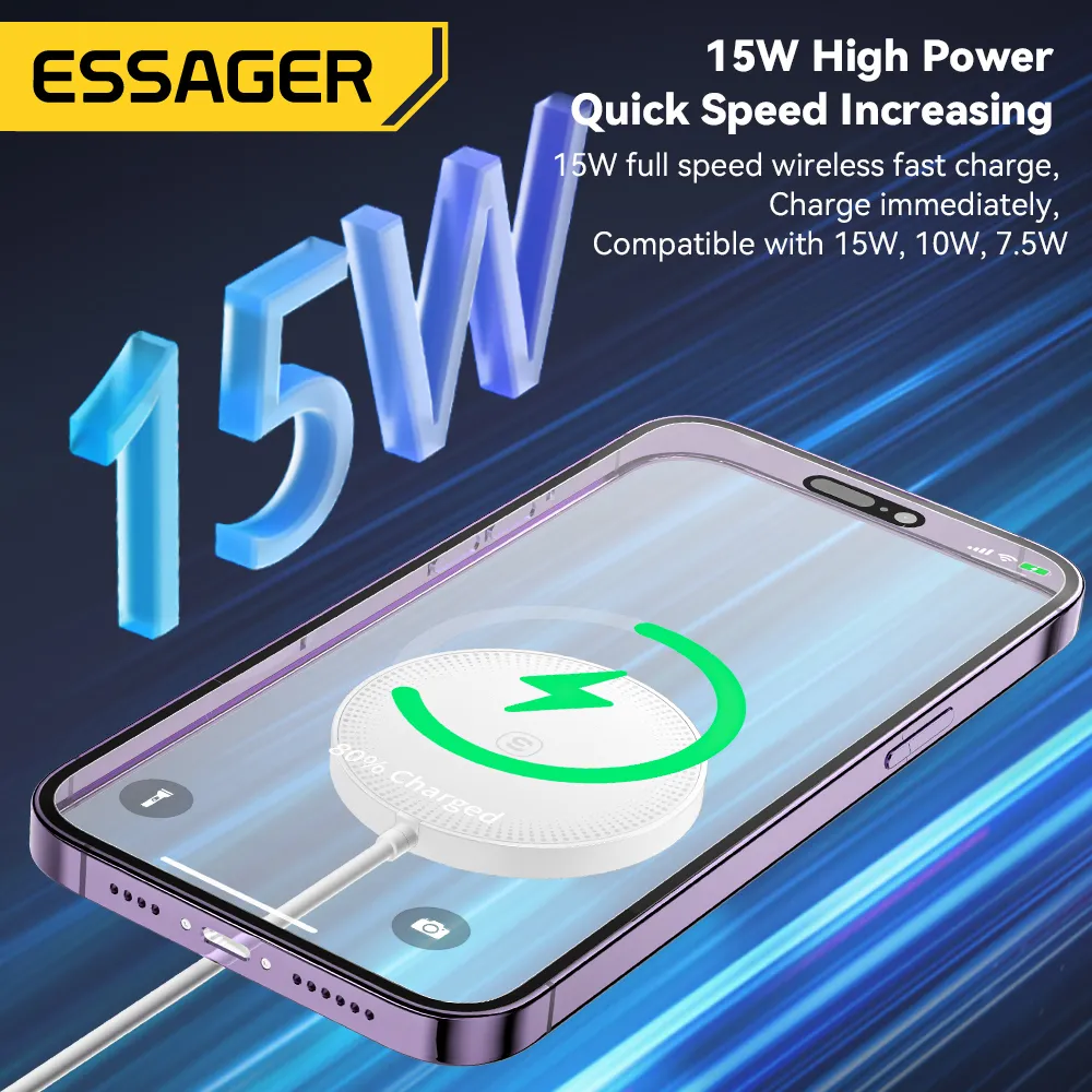 Бездротовий зарядний пристрій Essager Wind 2in1 Wireless Charger 15W White (EWXCX-CF02-Z) - мініатюра 6